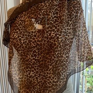 Leopard Cheetah Silk Print Sheer Scarf animal print